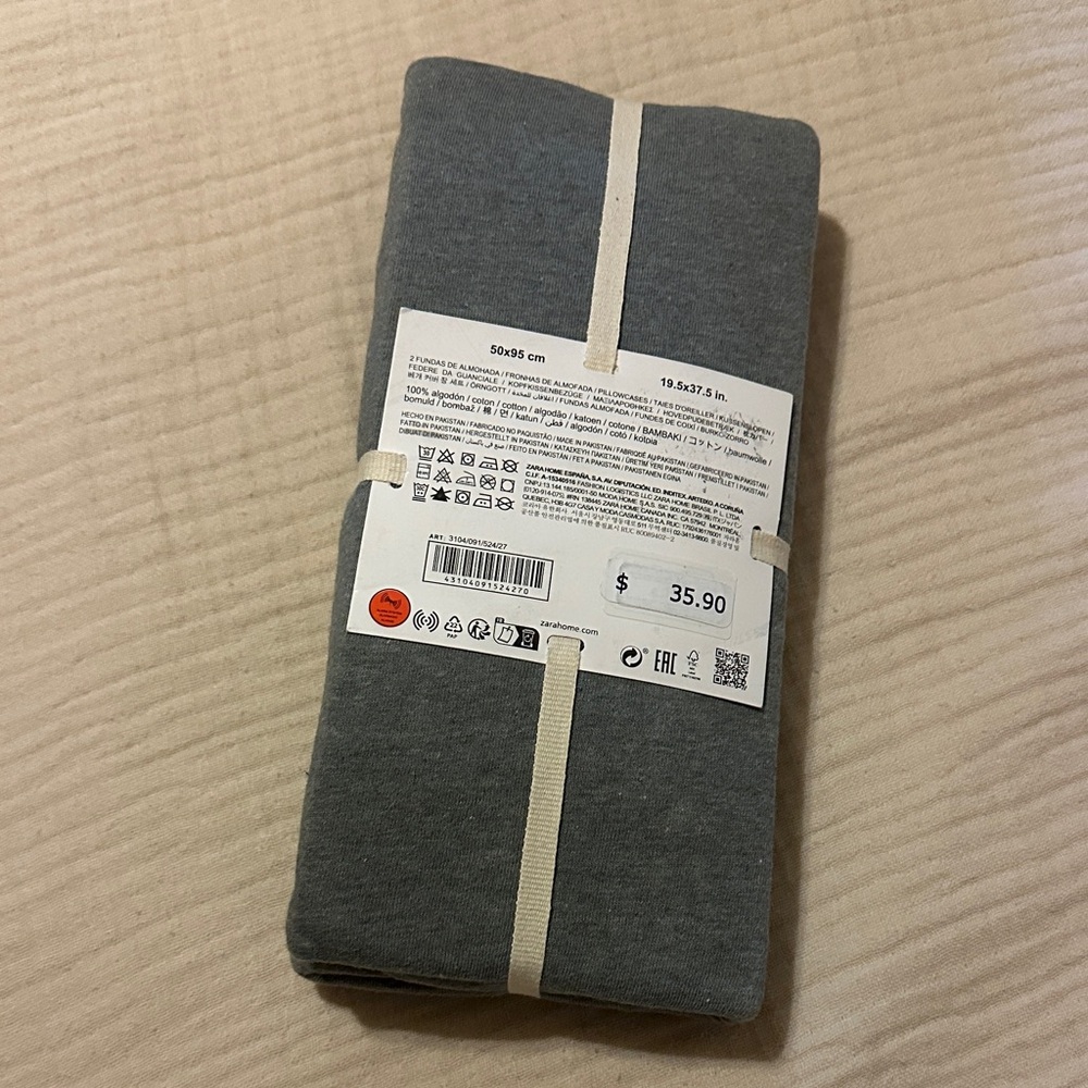 ZARA HOME Grey Jersey Pillowcase